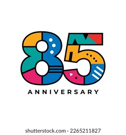 85th year celebrating anniversary vector logo design