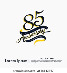 85th years anniversary celebration emblem. elegant anniversary logo isolated with ribbon on white background. vector illustration template design for web, flyers, poster, greeting card