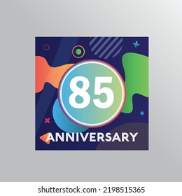 85th years anniversary logo, vector design birthday celebration with colourful background and abstract shape.