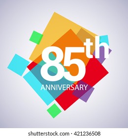 85th years anniversary logo, vector design birthday celebration with colorful geometric isolated on white background.