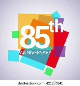 85th years anniversary logo, vector design birthday celebration with colorful geometric isolated on white background.
