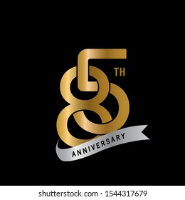 85th years gold anniversary celebration simple logo, isolated on dark background. celebrating Anniversary logo with elegance golden color vector design for celebration,