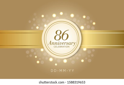 86 Anniversary celebration with ribbons and circles on a brown background.simple and luxury with classic design style