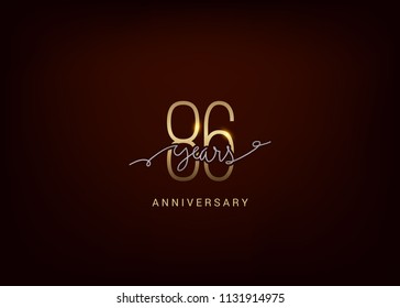 86 Anniversary elegant gold colored isolated on dark background, vector design for celebration, invitation and 