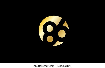 86 Circle Gold Negative Space Number