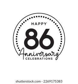 86 concept, monochrome, design for event, invitation card, greeting card, banner, poster, flyer, book cover and print. Vector Eps10