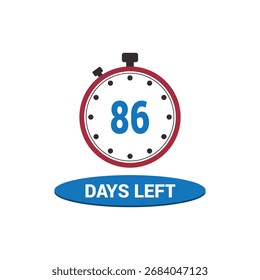86 días restantes icono de reloj Vector contando días y tiempo restante, alarma de cuenta regresiva