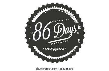 86 days warranty icon vintage rubber stamp guarantee