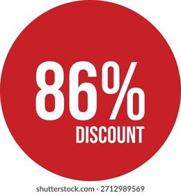 86% de descuento Icono de Vector rojo con texto blanco