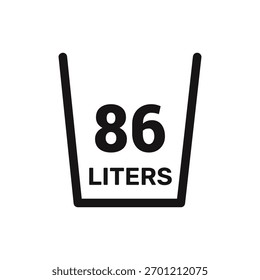 86 liters icon vector liquid measure vector white background