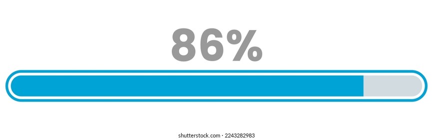 86% Loading. 86% progress bar Infographics vector, 86 Percentage ready to use for web design ux-ui