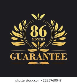 Vector de logotipo de garantía de 86 meses, símbolo de señal de garantía de 86 meses