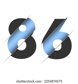86 number cut design for decorative design. 3d art wallpaper. Vintage vector ornament template.