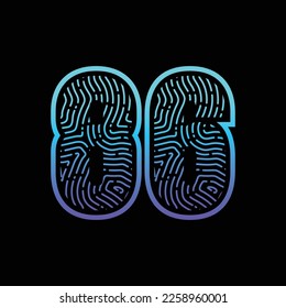 86 Number Fingerprint Logo Design Template Inspiration, Vector Illustration.