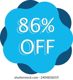 86% Off Discount Blue Vector and Illustration Marketing Announcement in White Background