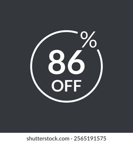 86% off. Eighty six percent off emblem icon. Discount flat modern icon. Vector illustration.