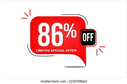 86% off limited offer. White and red banner with clearance details