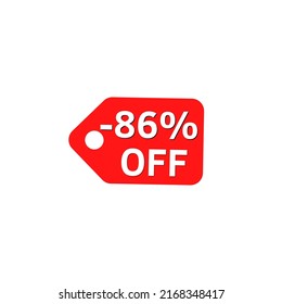 -86% off with red discount label design tag	