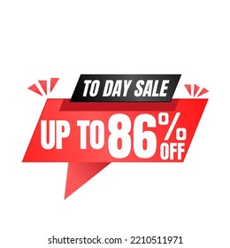 86% off sale balloon. Red vector illustration . sale label design, 