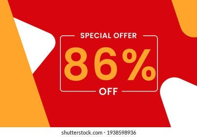 86% OFF Sale Discount Banner. Discount offer price tag. 86% OFF Special offer