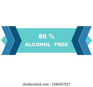 86% percentage alcohol free fantastic rectangle shape design element vector illustration for label promo sign isolated on white background with fantastic font and blue color 