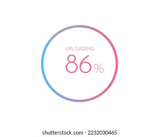 carga de 86%, gráfico circular para Sus documentos, informes, diagramas de porcentaje de círculo del 86% para infografías