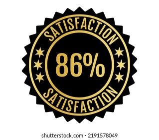 86% Satisfaction Sign Vector transparent background Gold Color