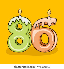 86 th  Birthday Candle Number .Vector design template elements for your birthday celebration.