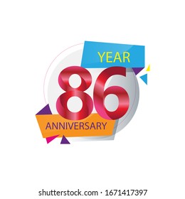 86 Year Anniversary celebration Vector Template Design Illustration