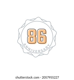 Jubiläumsfeier zum 86-jährigen Jubiläum Vektor Badge. Gruß zum Jubiläum feiert Vorlagendesign-Illustration