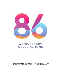 Plantilla de diseño para el aniversario de 86 años. ilustración de plantilla de vector