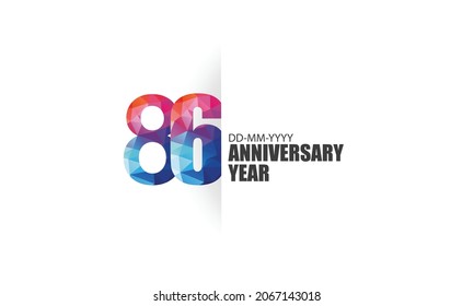 86 year anniversary full color polygon geometry style background for event, birthday, gift - vector