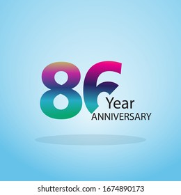 86 Year Anniversary Logo Vector Template Design Illustration