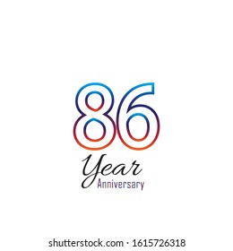86 Year Anniversary Vector Template Design Illustration.