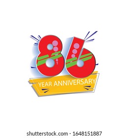 86 Year Anniversary Vector Template Design Illustration