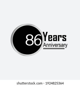 86 Year Anniversary Vector Template Design Illustration Back Circle White Background