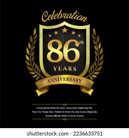 Logo del aniversario de la celebración de 86 años vectorial aislado en fondo negro
