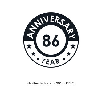 86 years anniversary badge vector design
