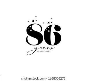 86 years anniversary or birthday celebration design template Vector.