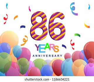 86 Years Anniversary Celebration Colorful Balloons Stock Vector ...