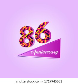 86 years anniversary celebration logo vector template design 