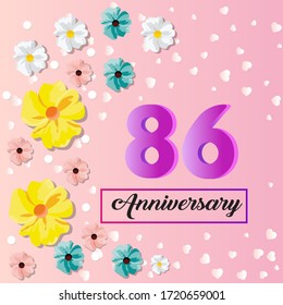 86 years anniversary celebration logo vector template design