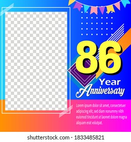 86 years anniversary celebration logo vector template design