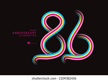 86 years anniversary celebration logotype colorful line vector, 86th birthday logo, 86 number, Banner template, vector design template elements for invitation card and poster.