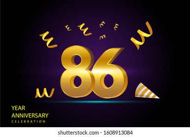 86 Years Anniversary Celebration Vector Template Design Illustration