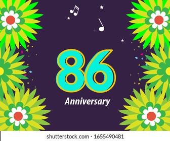 86 Years Anniversary Celebration Vector Template Design Illustration