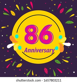 86 Years Anniversary Celebration Vector Template Design Illustration