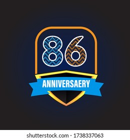 86 Years Anniversary Celebration Vector Template Design Illustration