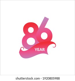 86 Years Anniversary Celebration Vector Template Design Illustration
