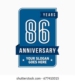 86 years anniversary design template. Vector and illustration.